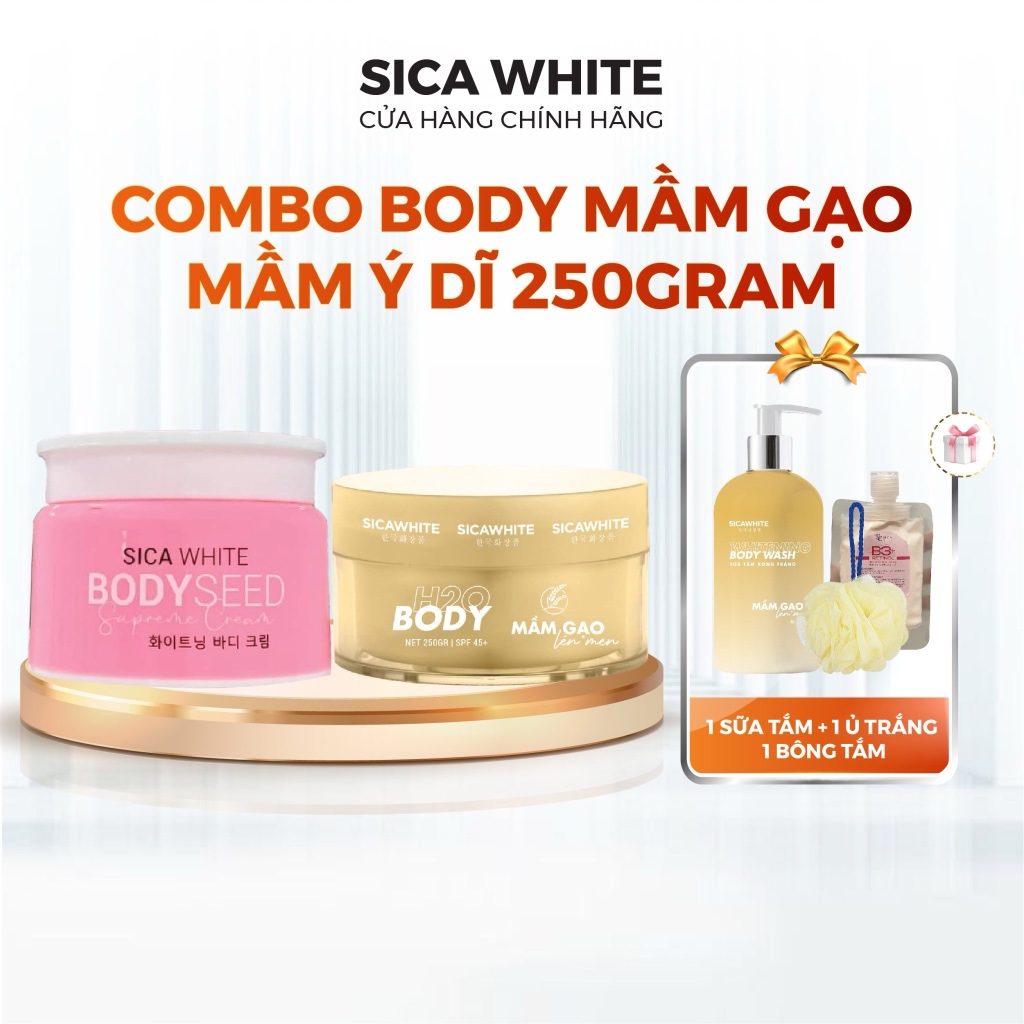 Combo Kem Sica White Body Mầm 250G Và Mầm Ý Dĩ 200G - SICA WHITE