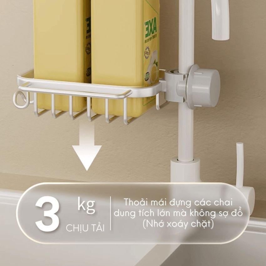 Khay gắn vòi nước bồn rửa bát FEEKA nhôm cao cấp, giá để đồ treo vòi nước phòng tắm đa năng