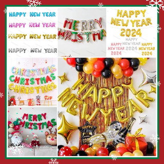 Set bóng chữ Merry Christmas & Happy New Year trang trí Giáng sinh, Noel, Tết, Chúc Mừng Năm Mới