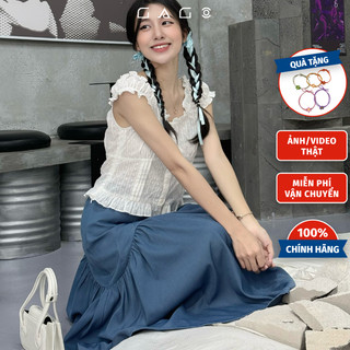 Áo kiểu nữ nhún bèo nhỏ không tay gài nút thời trang GAGO GA4554