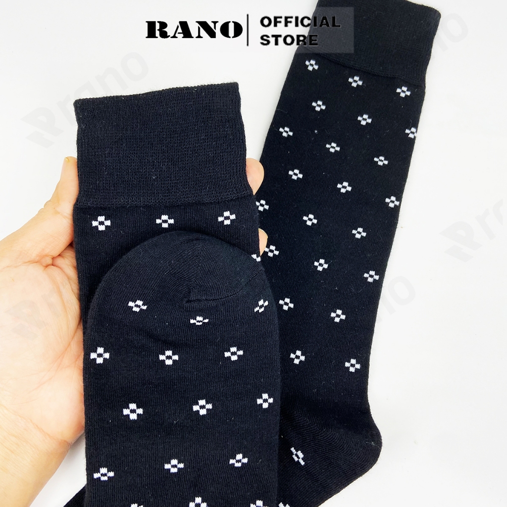 Tất nam cổ cao đi giày tây RANO công sở cao cấp hoạ tiết dấu cộng, chất liệu cotton hút ẩm thoáng khí TAY26CONG