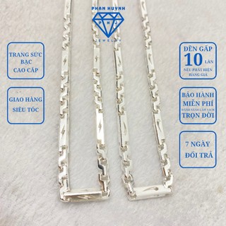  Dây chuyền bạc nam Dây ống vuông tia sét bạc 950 PHAN HUYNH JEWELRY 
