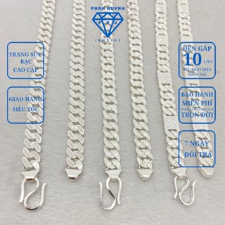  Dây chuyền cuban bạc Dây tia sét chữ vạn nhám bạc 950 PHAN HUYNH JEWELRY 