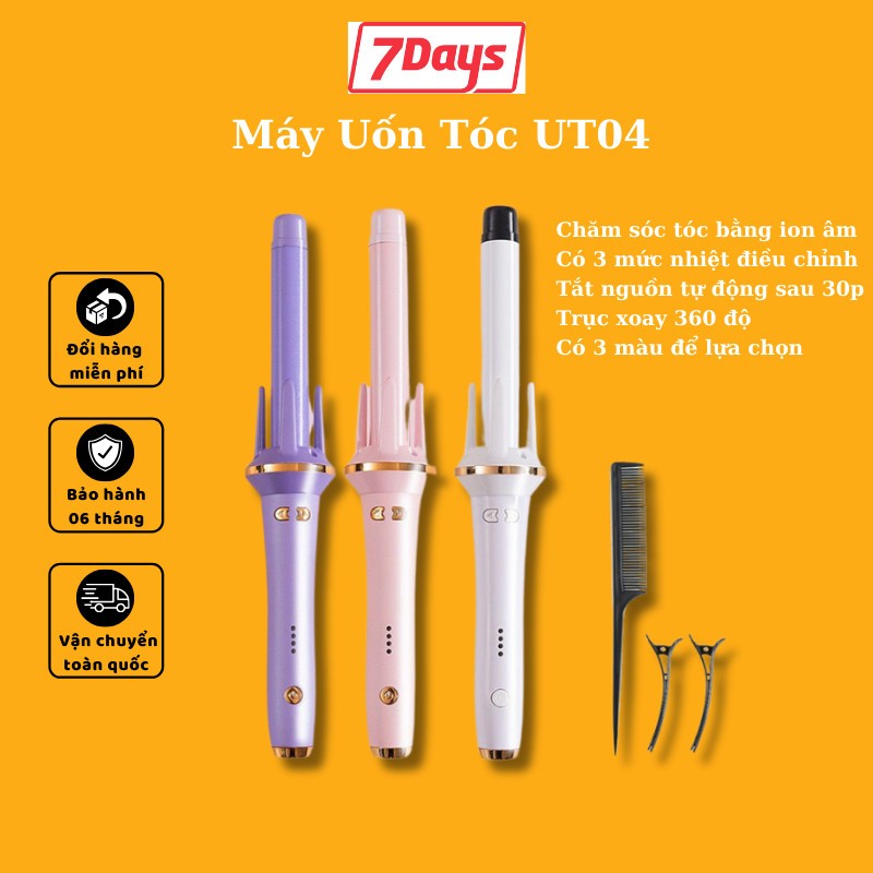 Máy uốn tóc xoăn tự động 28mm 7Days Smile Automatic Curler cao cấp kiểu Hàn Quốc UT04