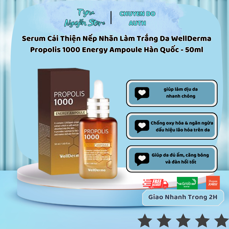 Serum Cải Thiện Nếp Nhăn Làm Trắng Da WellDerma Propolis 1000 Energy Ampoule Hàn Quốc - 50ml
