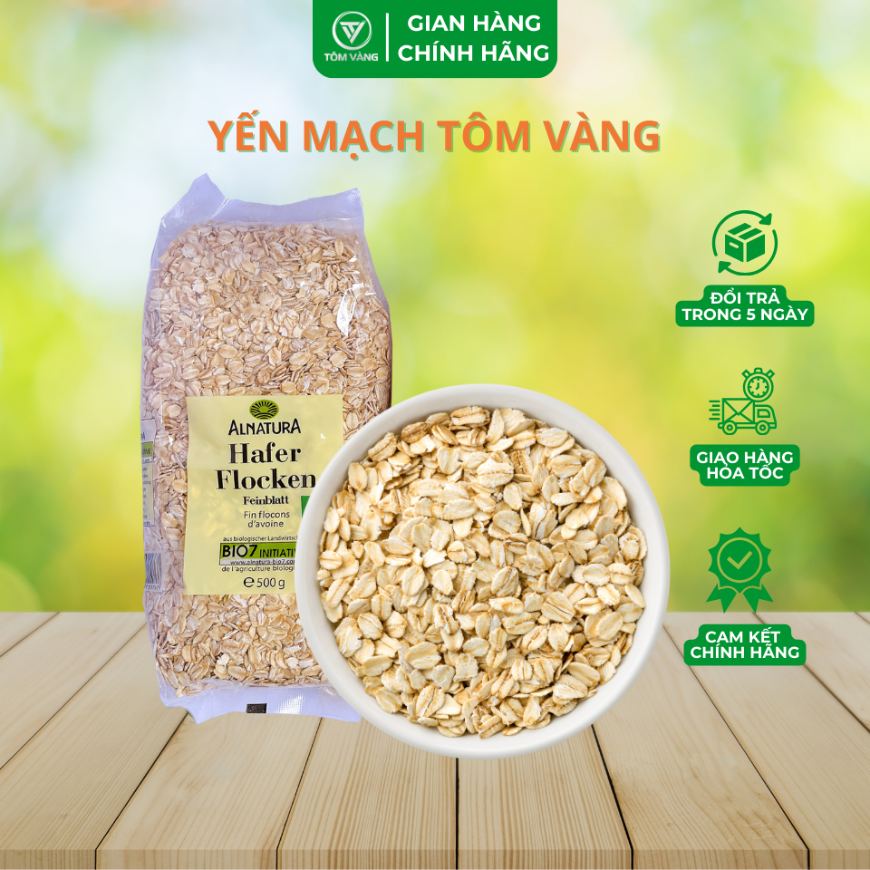 Yến Mạch Cán Dẹt Cán Vỡ, Ngũ Cốc Giảm Cân - Ăn Kiêng - Healthy - Eatclean - Tiểu Đường - Thực Dưỡng Túi 500g - Tôm Vàng