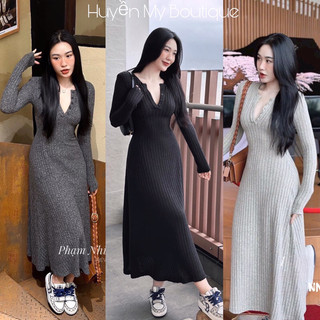 Váy Body Len Maxi Dáng Dài Xoè Basic Mặc Tôn Dáng Sẵn 3 Màu