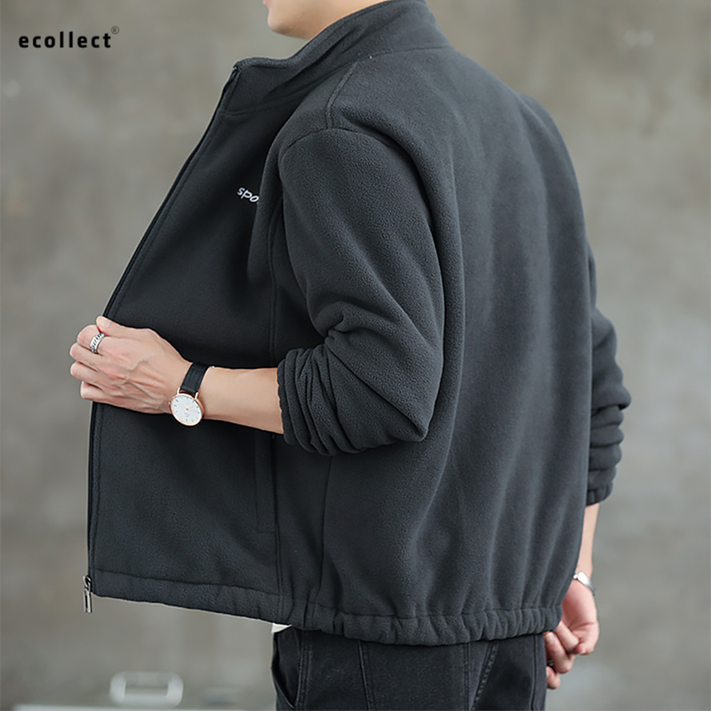 Áo khoác lông cừu ấm áp mùa đông Ecollect #J07 áo khoác nỉ kiểu dáng thể thao cổ đứng dày dặn cho cả nam và nữ