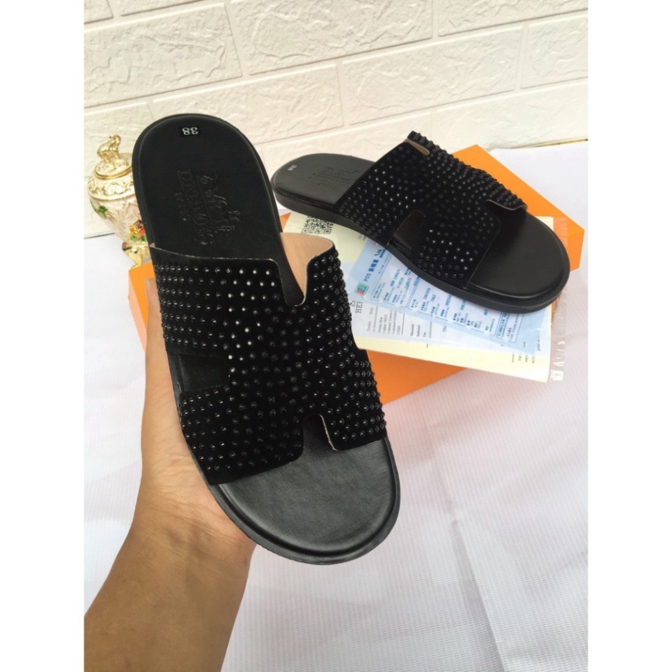 Dép lê quai ngang nam quai chữ H đính đá cực sang , cực HOT 2023