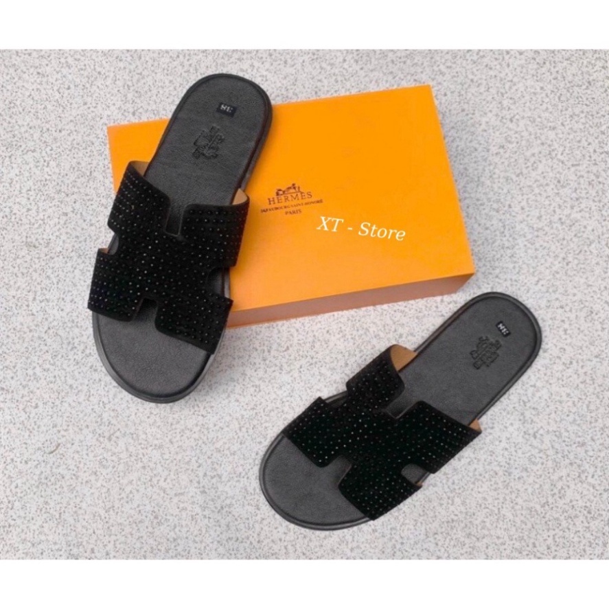 Dép lê quai ngang nam quai chữ H đính đá cực sang , cực HOT 2023