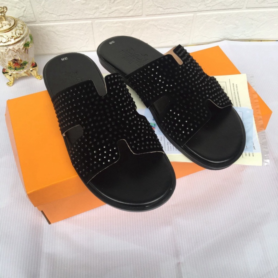 Dép lê quai ngang nam quai chữ H đính đá cực sang , cực HOT 2023