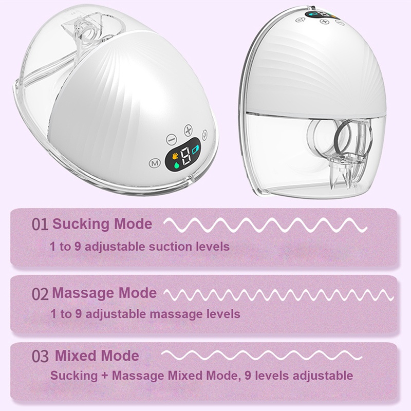 Máy hút sữa không dây rảnh tay，có mát xa và kích sữa / điều chỉnh lực hút máy hút sữa đeo được Thông Minh Êm Ái Sạc Pin