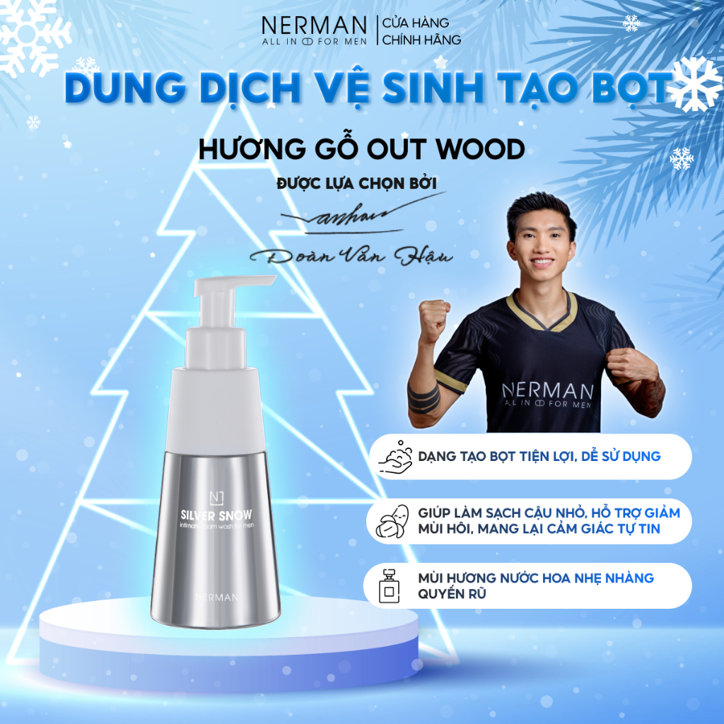 Sữa rửa mặt tạo bọt 2in1 Nano bạc Nerman Silver Snow - Hương nước hoa cao cấp 150g