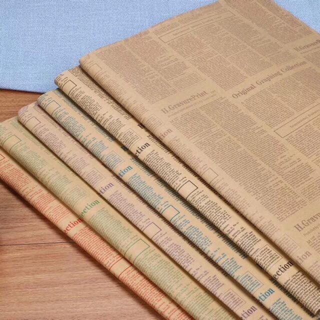 Giấy Báo Decor Vintage Kraft Dùng Gói Quà, Trang Trí Nhà Cửa, Chụp Ảnh, Gói Hoa, Gói Quà. Khổ 50x75CM Dày Dặn