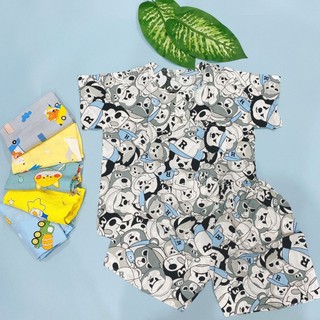 (SIZE 11) Bộ tole lanh (tôn) lanh lụa mặc nhà bé trai tay ngắn QUẦN ĐÙI họa tiết dễ thương 25-28 kg, bộ hè cho bé