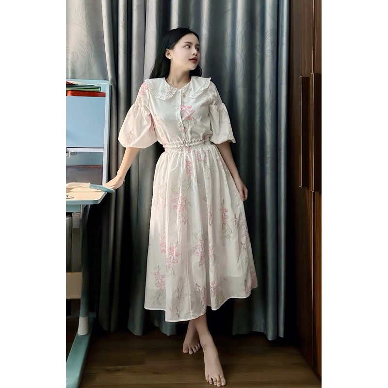 Pass Set sơmi hoa Cindy C + váy hoa hồng