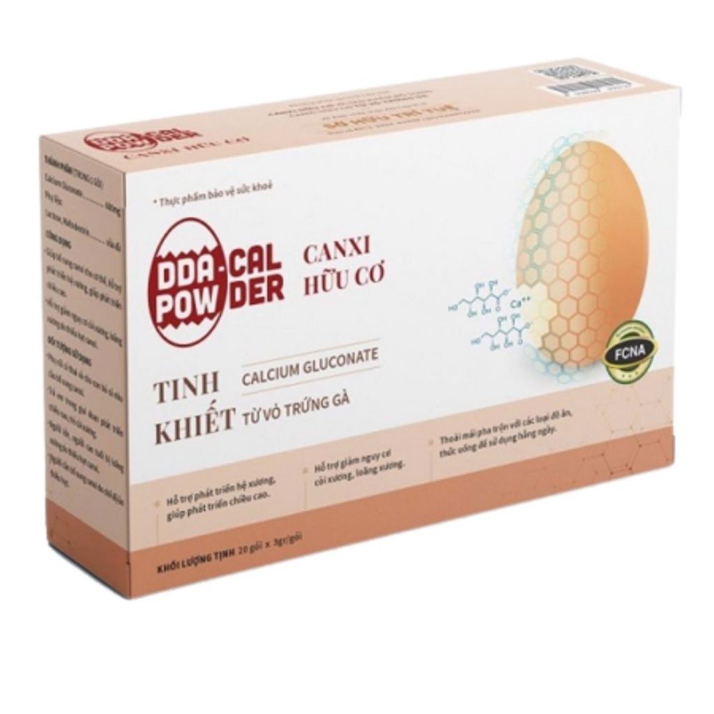 Combo 3 Hộp Canxi hữu cơ DDA-Cal Powder. Tinh Khiết 99,9% Không Màu, Không Mùi, Không Vị