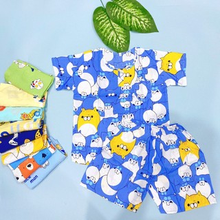 (SIZE 9) Bộ tole lanh (tôn) lanh lụa mặc nhà bé trai tay ngắn QUẦN ĐÙI họa tiết dễ thương 20-22 kg, bộ hè cho bé