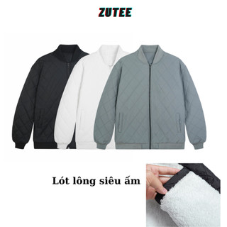 Áo khoác bomber basic trần bông quả trám lót lông bên trong zutee