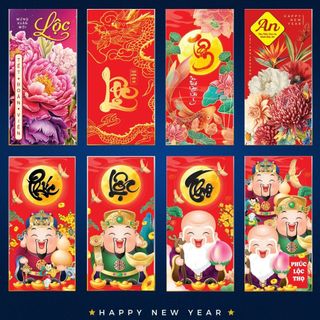 Sỉ 2000 bao lì xì, Bao lixi chúc tết may mắn 2024 nhiều mẫu để lựa chọn, lựa mẫu tùy ý, hàng có sẵn