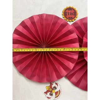 Quạt tròn giấy Nhung trang trí ( quạt tròn) Decor