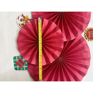 Quạt tròn giấy Nhung trang trí ( quạt tròn) Decor