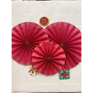 Quạt tròn giấy Nhung trang trí ( quạt tròn) Decor