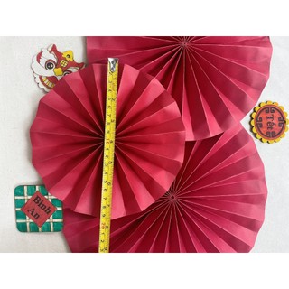 Quạt tròn giấy Nhung trang trí ( quạt tròn) Decor