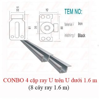 Combo 4 cặp ray 1.6m cửa lùa lùa tủ áo u.đài loan