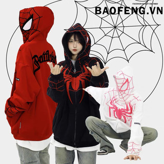 Áo khoác hoodie người nhện nỉ bông có mũ kéo unisex