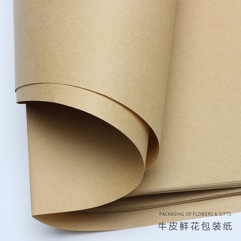 Tệp Giấy Kraft Trơn , Loại Dày Dai Gói Quà, Gói Hoa Phong Cách Vintage Khổ 50-75CM