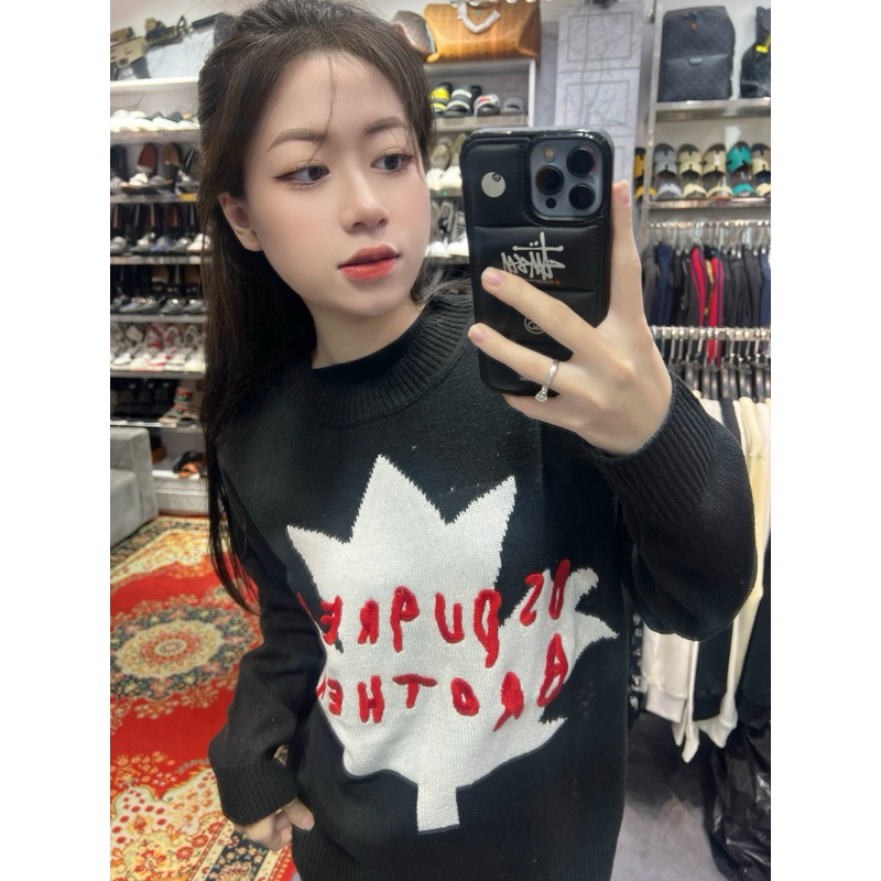 Áo Sweater len - DSQ - dsq2 brothers logo lá 2 màu new 2023