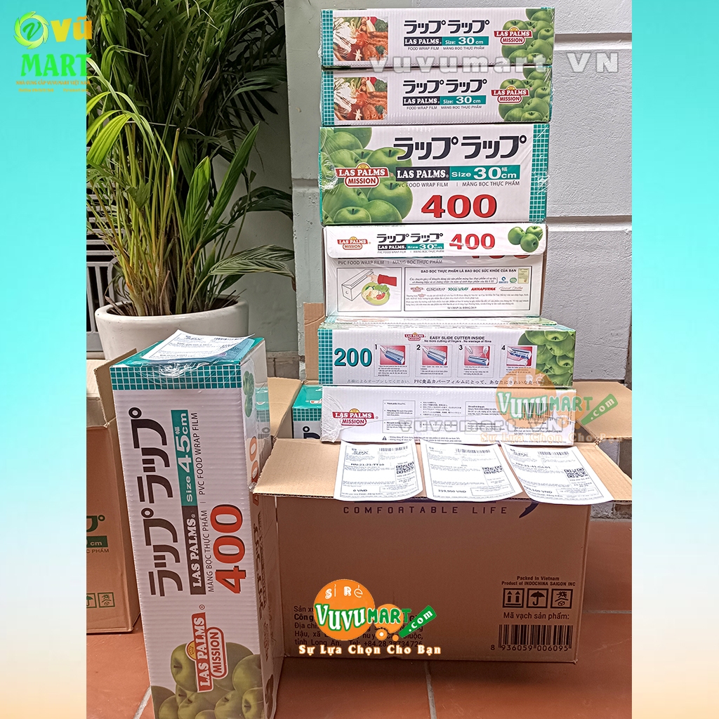 Giá Đại Lý từ 2 Hộp Màng Bọc Thực Phẩm Las Palms 400 XK Nhật: Lõi vàng, Co giãn, Bám dính - Sáng bóng, Đàn hồi, Đủ mét