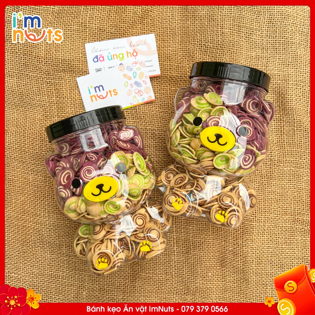 Bánh tai heo nhí tuổi thơ mix 3 vị Cacao, Matcha và Khoai môn - Ăn vặt ImNuts