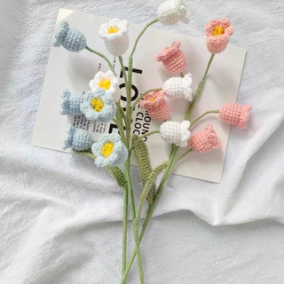 Bó hoa chuông handmade đan thủ công bằng sợi len Milk Cotton làm quà tặng lưu niệm