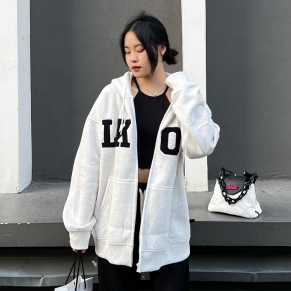 Áo Hoodie Zip Nỉ Bông Thêu Chữ LKOD Form Rộng Nam Nữ Unisex , Áo Khoác Nỉ Cao Cấp Mũ Trùm 2 Lớp