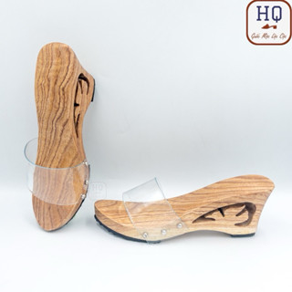 Guốc gỗ nữ, dép gỗ 7 phân quai nhựa trắng Bồ Câu guốc mộc đế xuồng mặc áo dài, bà ba, đồ lam đi chùa, phụ kiện chụp ảnh