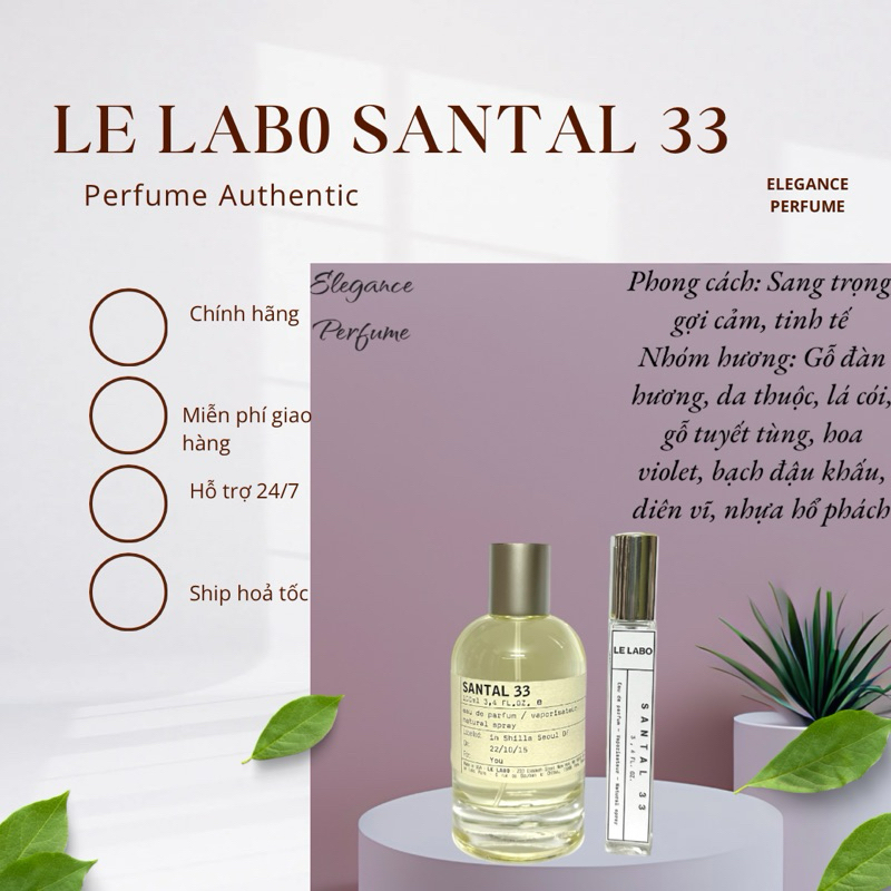 [Mẫu thử] Nước hoa Unisex LLB Santal 33 (S33)