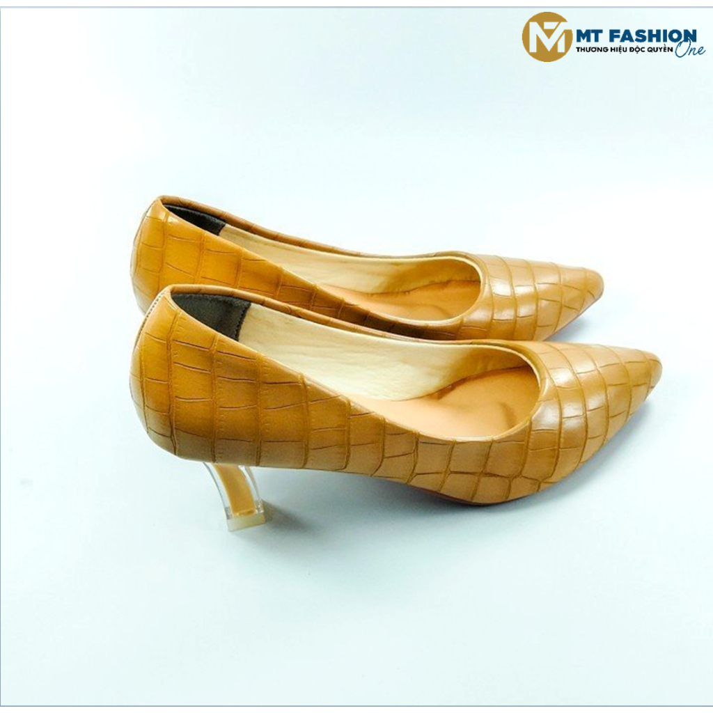 Giày Cao Gót Vân Cá Sấu 7 Phân Chính Hãng MT MT fashion One Mũi Nhon, Gót Trong 5 Phân ,Đế PVC Chống Trơn,- MTG002