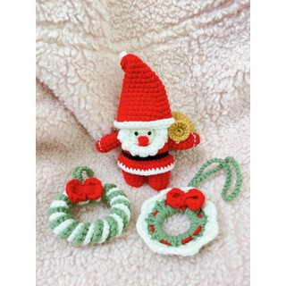 Móc khoá len Vòng nguyệt quế Giáng Sinh/ Noel mini làm móc khoá, quà tặng