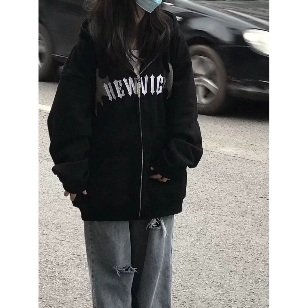 Áo khoác nỉ Unisex nam nữ,áo nỉ có mũ có thêu sừng in hình đôi cánh chất nỉ dày dặn form rộng phong cách Ulzzang