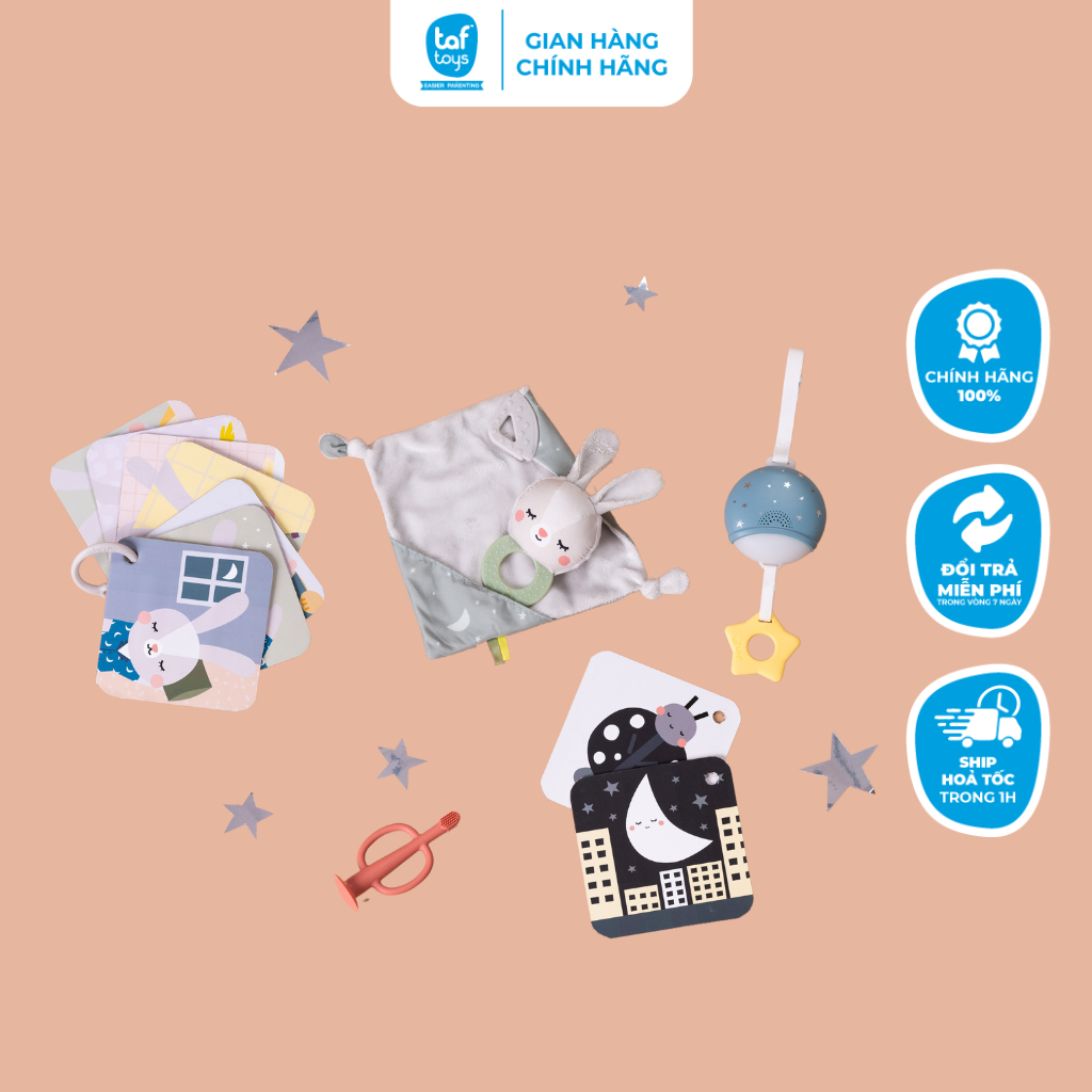 Set Đồ Chơi TAF TOYS Bộ Dụng Cụ Đi Ngủ Gồm: Thẻ Thị Giác, Gặm Nướu, Bàn Chải Đánh Răng, Chăn Và Đồ Chơi Cho Bé