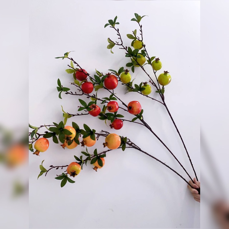 Sỉ 37k-Cành lựu trang trí 7 quả lớn đủ màu (giống thật 99%) (ảnh thật)