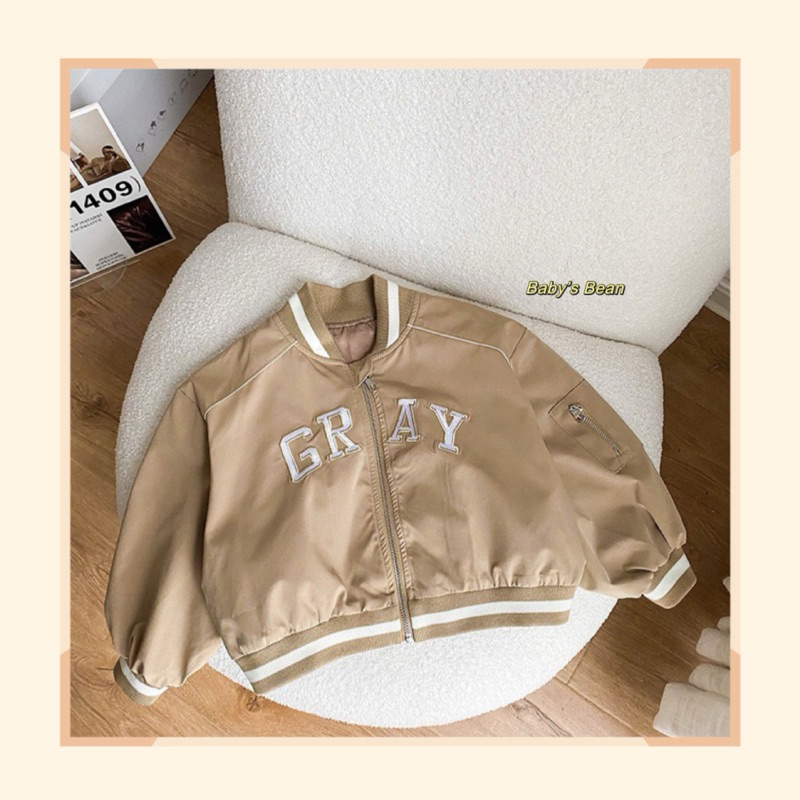 Áo khoác Bomber Gray bé trai bé gái Ambb Kids
