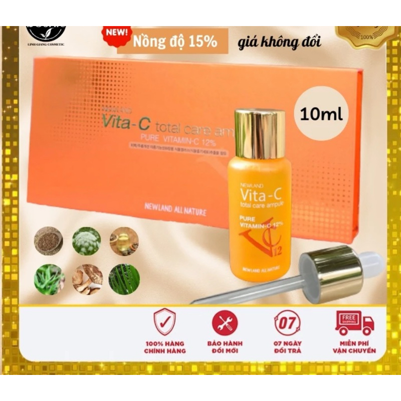 Serum dưỡng da NEWLAND Vita-C Total Care Ampoule giúp dưỡng trắng da toàn diện