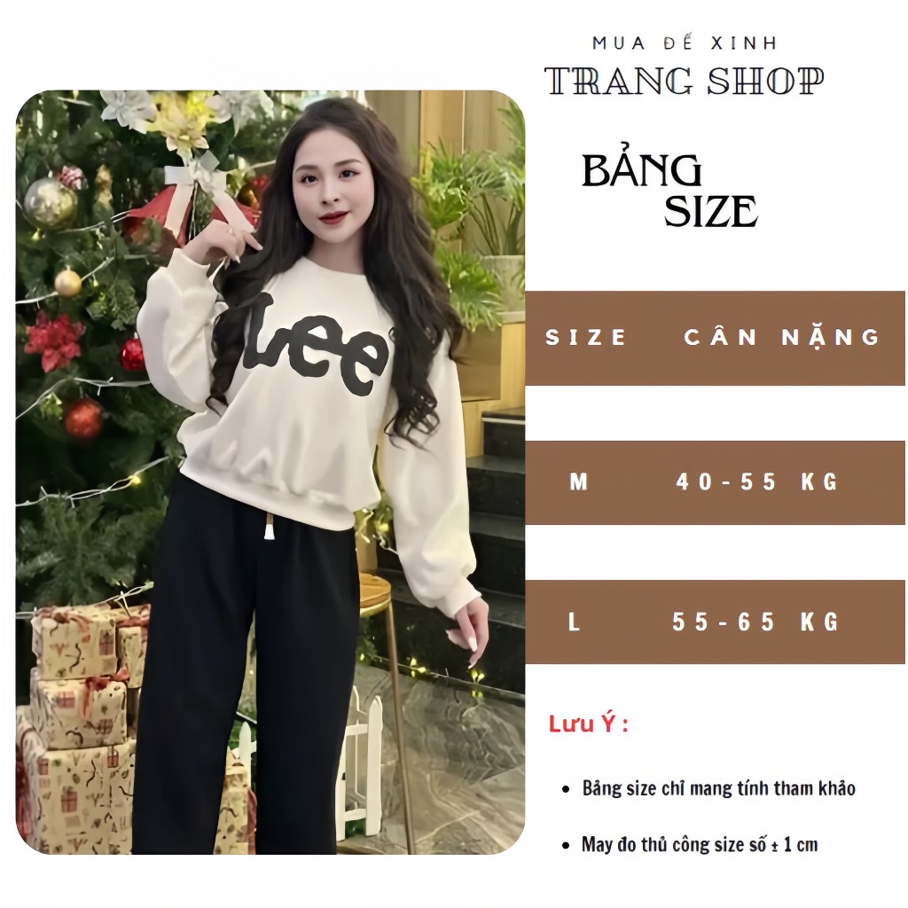 Sét Bộ Nỉ Ép 2 Da Phối Mùa In Chữ Lee - Sét Bộ Quần Áo Nữ Dài Tay Thời Trang Phong Cách Trẻ Trung Nặng Động