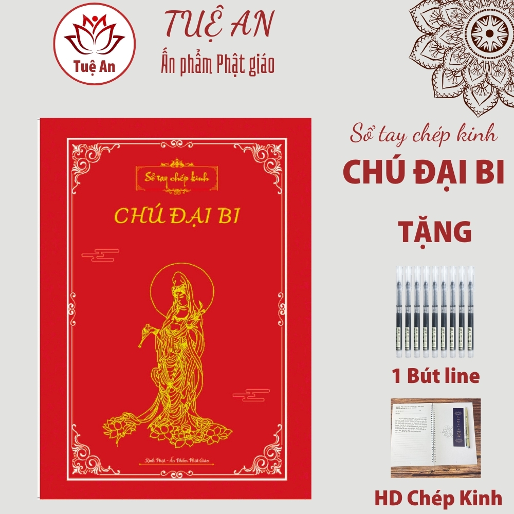 Sổ tay chép Chú Đại Bi in mờ Tuệ An,Tặng Bút chép kinh,Sổ Tay Chép Kinh Tiếng Việt dành cho người mới tu tập