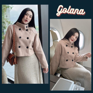 Áo dạ kẻ phối khuy siêu cá tính, áo dạ tweed ép dáng ngắn folia coat