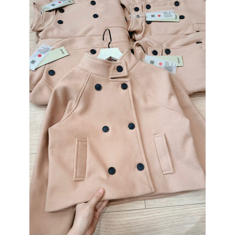 Áo Dạ Kẻ Phối Khuy Siêu Cá Tính, Áo Dạ tweed Ép Dáng Ngắn FOLIA COAT
