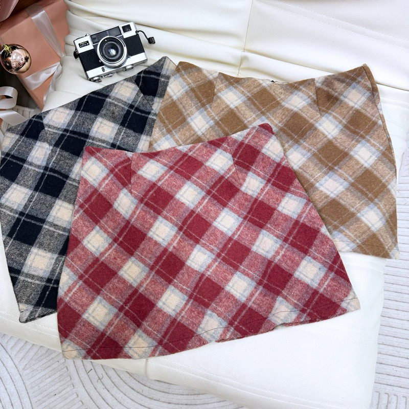 OOTD BIGSIZE | Chân váy dạ kẻ caro ngắn dáng A Quảng Châu